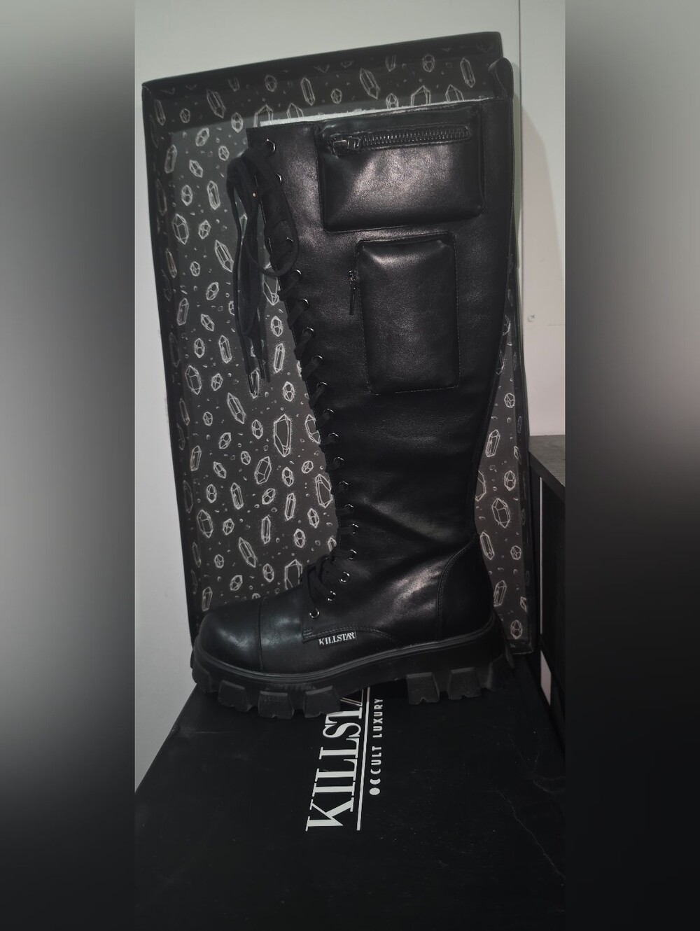 Killstar Black Lace-Up Platform Boots - Picture 3 of 3